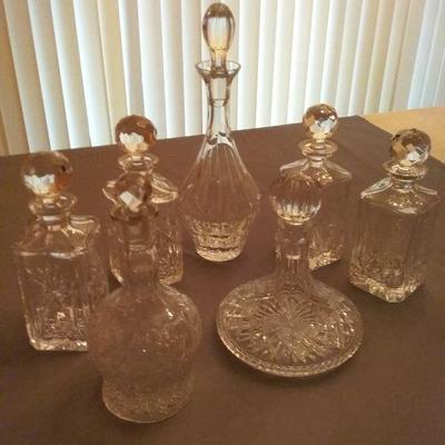 Assortment of Beautiful Crystal Decanters with Stoppers