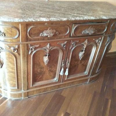 Gorgeous Marble Top Buffet Made in 1880s