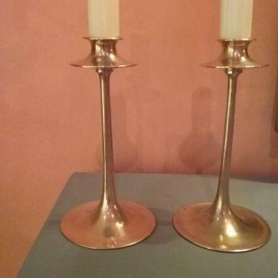 Pair of Classic Brass Candlestick Holders