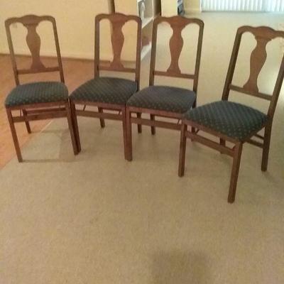 Set of Four Upholstered Folding Chairs