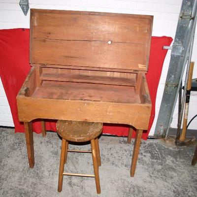 Antique Drop Top Desk with Stool