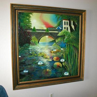 Large Framed Oil on Canvas by Artist PAUL 