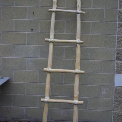 Handmade Southwest Native American Style Wood Display 4 Step Ladder w/Rawhide Ties