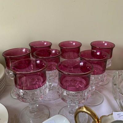 8 Kings Crown cranberry glasses $55