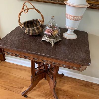 Brown marble top table $175