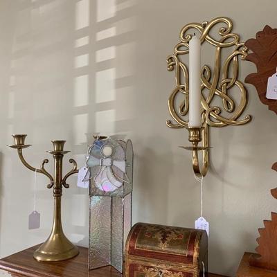 Pair of brass wall sconces $35 