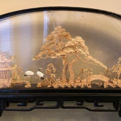 Framed Chinese cork carving