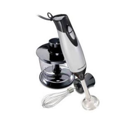 Hamilton Beach 2 Speed Hand Blender with Whisk and Chopping Bowl - 59765, Black Silver