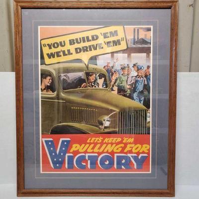 7711: "Lets Keep Pulling For Victory" Framed Poster
"Lets Keep Pulling For Victory" Framed Poster