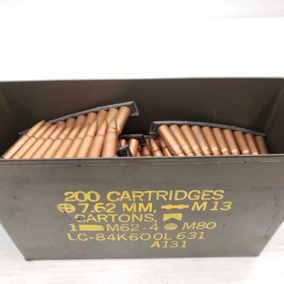 2125: Ammo Can with 7.62x39 and 7.62x51
Measures approx 10" x 4" x 7"