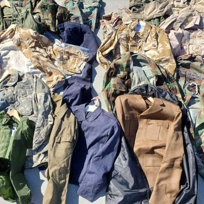 7151:  Military Jackets, Shirts and Pants
Camo shirts and pants, caps.