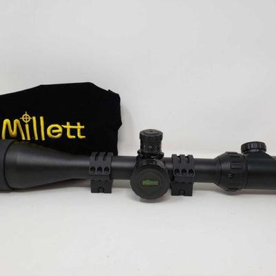 1003: Millett 4-16x50 Scope
Millett 4-16x50 Scope, Model Number BK81008, Serial Number G141225 Comes With Dust Bag