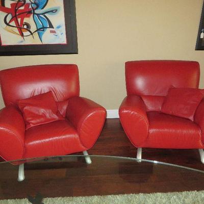 Burnt Orange/Red Scan Design Chairs