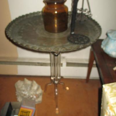 Acrylic Table Base With Brass Tray Top  