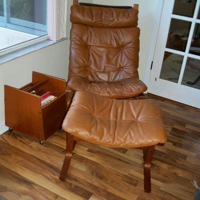 Ingmar Relling Siesta Teak & Leather Lounge Chair with Ottoman for Westnofa.