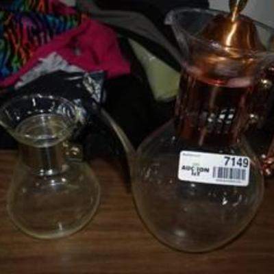 2 Glass and Metal Pitchers