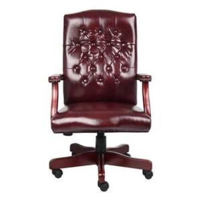 Classic Executive Oxblood Vinyl Chair With Mahogany Finish Burgundy - Boss Office Products, Red
