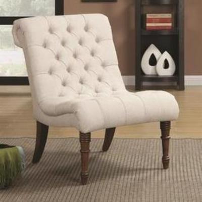 Armless Curved Accent Chair Oatmeal