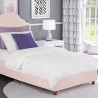 DHP Savannah Upholstered Platform Bed, Pink, Twin