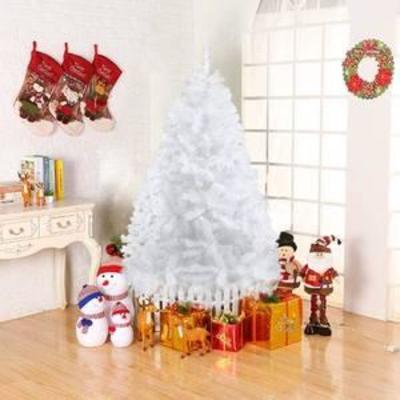 Dporticus 6 Foot Eco-Friendly Artificial Christmas Pine Tree with Solid Metal Legs 800 Tips Full Tree (White)