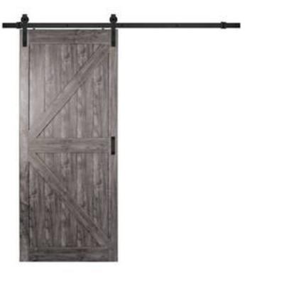 36 in. x 84 in. Iron Age Grey K Design Solid Core Interior Composite Sliding Barn Door with Rustic Hardware Kit