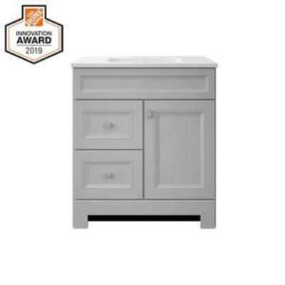 Sedgewood 30-12 in. W Bath Vanity in Dove Gray with Solid Surface Technology Vanity Top in Arctic with White Sink
