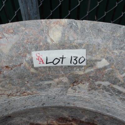 A4	#1034 Pair Of Orange/Grey Grape Motif Marble Planters                   Dims= 30/30 Round