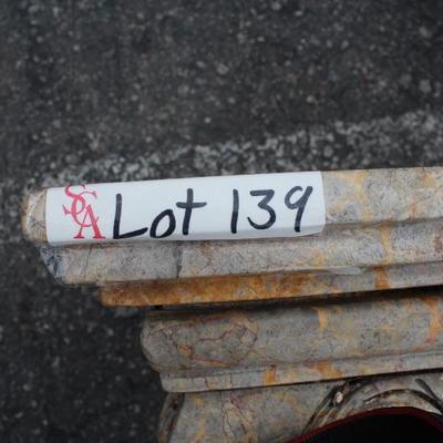 A4	#1043 Orange/Grey Marble Fireplace Mantle ASIS                                Dims=52/63/12