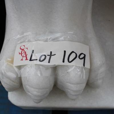 A4 	#1013 Pair of Marble Lion Statues-                                                             Dims=29/23/12