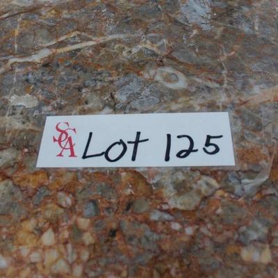 A4	#1029 Large Orange/Grey Marble Fireplace Mantle                              Dims=52/65/12