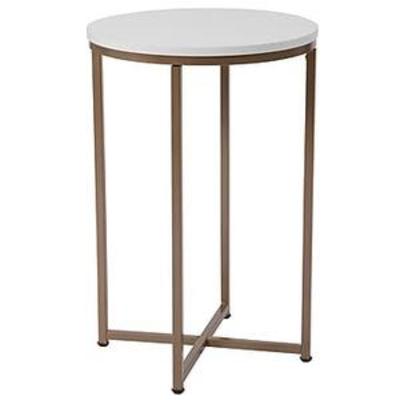 Flash Furniture Hampstead Collection White End Table with Matte Gold Frame