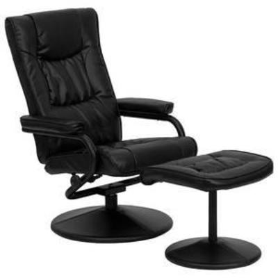 Flash Furniture BT-7862-BK-GG Contemporary Black Leather soft ReclinerOttoman with Wrapped Base