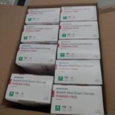 McKesson Stretch Vinyl Exam Gloves Powder-Free Medium 9 boxes (100 gloves per box)