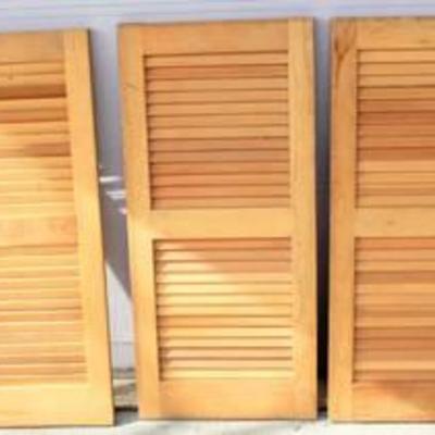 3 Louvered Unfinished Wood Shutters