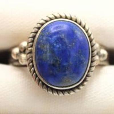 .925 Sterling Silver Ring with Large Lapis Lazuli Stone