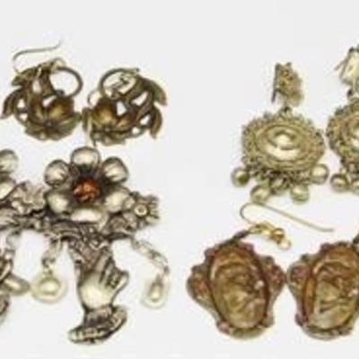 4 Pair Art Nouveau Style Earrings