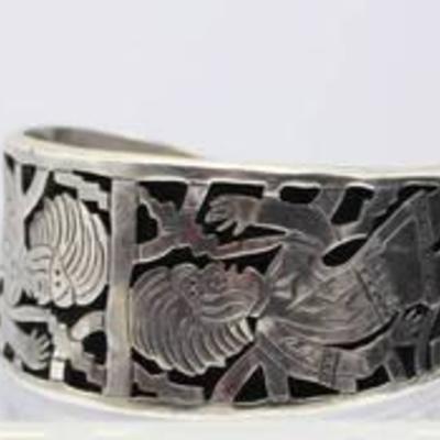 .925 Silver Cuff Bracelet with Markings