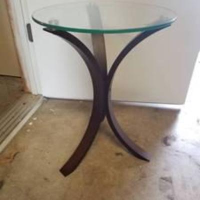 Glass Side Table with Wooden frame