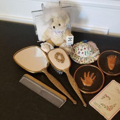 Lot #25 - $ 35 Hand Mirror Comb Brush, Finger Tip Towel & Miscellaneous Items  