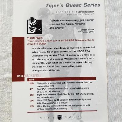 Back of Tiger Woods Quest Series Golf Card from LOT # 152 