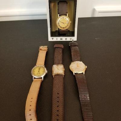 Lot # 18 - $125 Four Vintage men watches (One of them is gold). 
