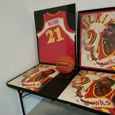 Lot # 175 - $ 130 Dominique Wilkins Autographed Jersey & Basketball & Top Framed Photo is Autographed.