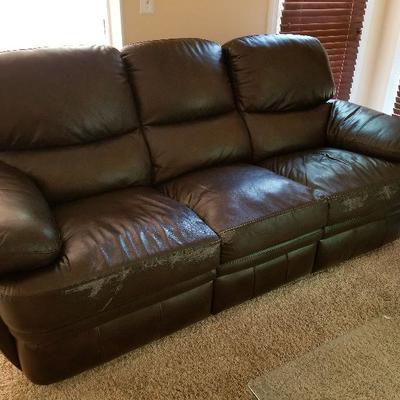 Lot # 61 - $60 Sofa (AS IS) Front part of sofa has wear on it. Overall great deal! 