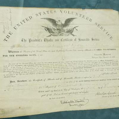 Lot # 154 - $ 500 Civil War Archive, Volunteer Service, Signed by Abraham Lincoln 