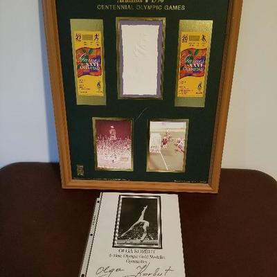 Lot # 166 - $50 Olympic 1996 Framed Items & Olga Korbut Autographed Photo 
