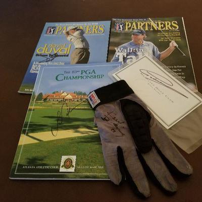 Lot # 167 - Price To be determined Golf Autographed Glove, Card & Magazines 