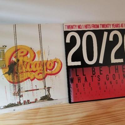 Close up view of Albums Chicago & 20/20 Motown from Lot # 129  