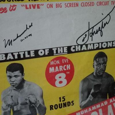 Close up of signatures of Muhammad ALI & Joe Frazier from LOT # 153
