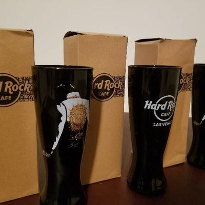 Lot # 230 - $60 Three Hard Rock Cafe LAS VEGAS 8.25" PILSNER GLASS w/ ELVIS PRESLEY & Classic HRC Logo 
