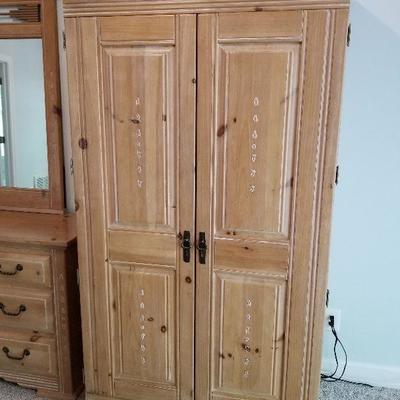 Lot # 70 - $ 110 Wood Armoire 45" long X 74.5" tall X 23" wide   